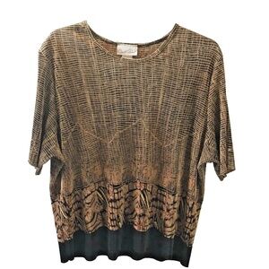 Carol Reed Patterned Oversized Top Brown Black Size XL
